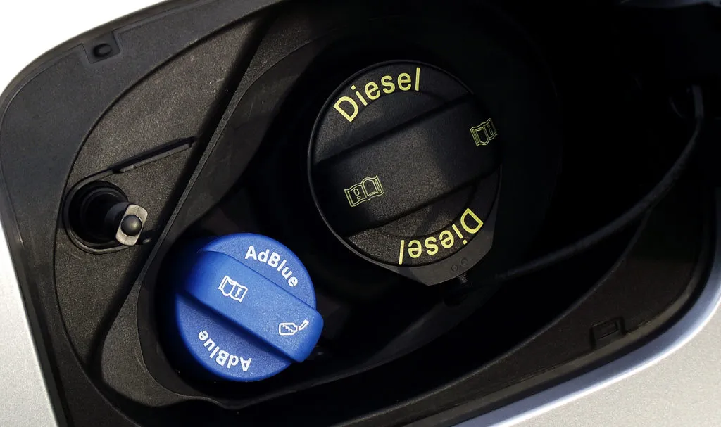 AdBlue filler cap next to diesel cap