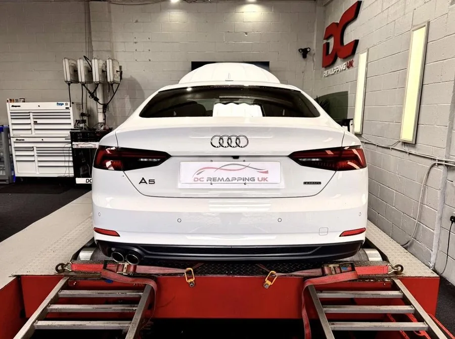 Audi A5 Sportback rear on the dyno at DC Remapping UK