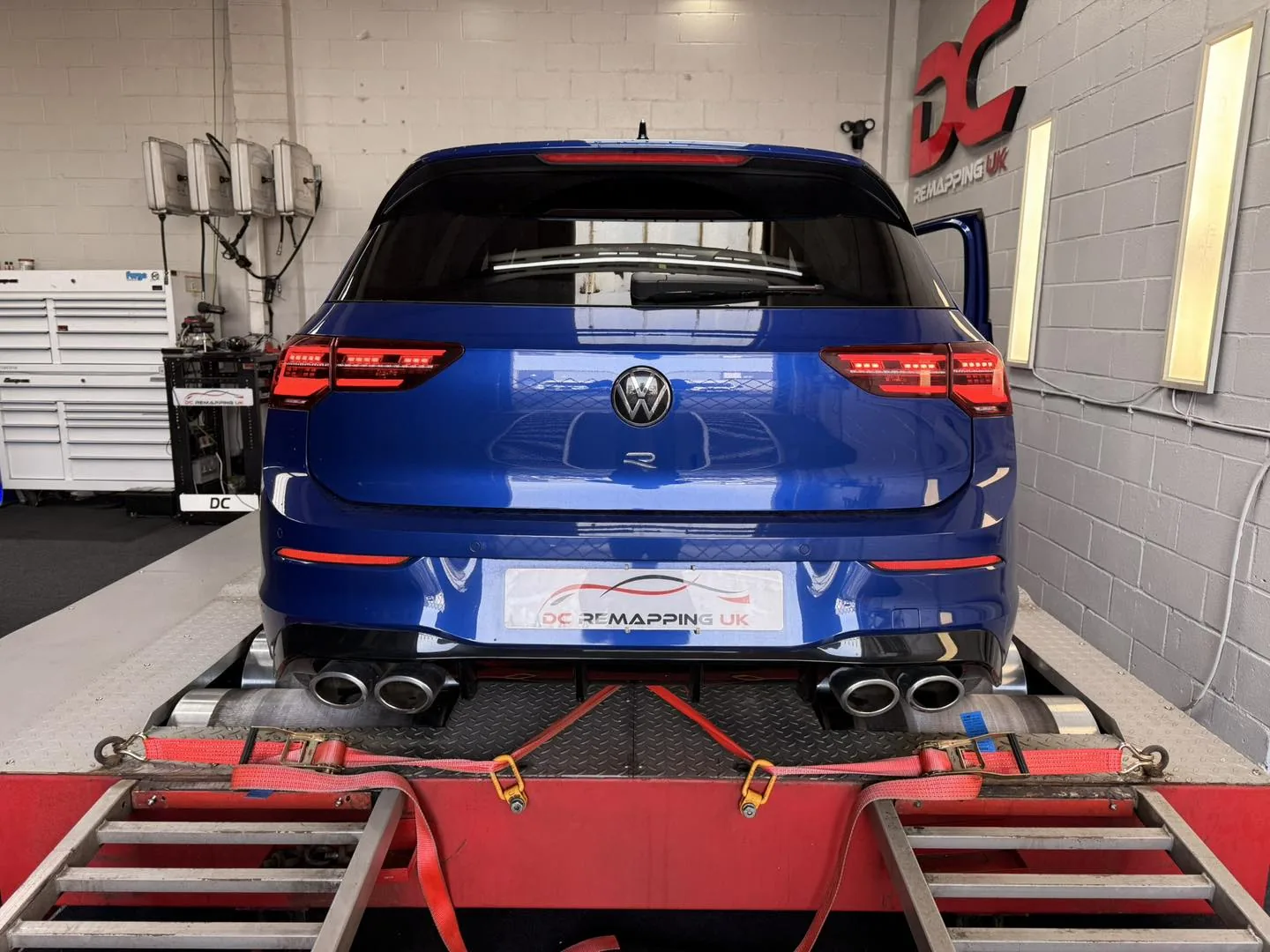VW Golf R MK8 rear on dyno